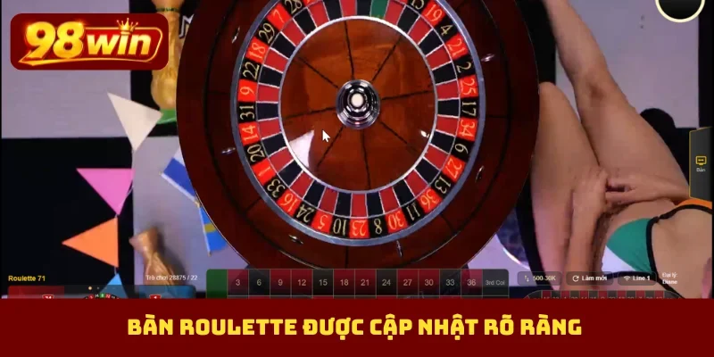 Bàn roulette được cập nhật rõ ràng