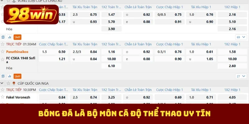 Bóng đá là bộ môn cá độ thể thao uy tín