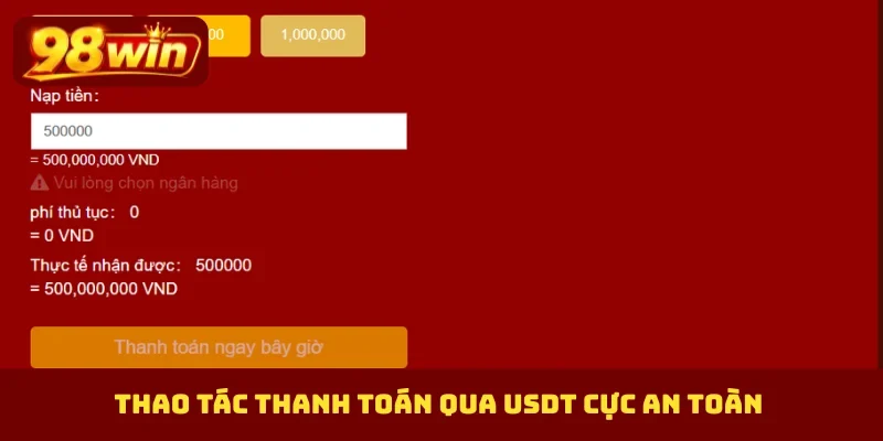 Thao tác thanh toán qua USDT cực an toàn